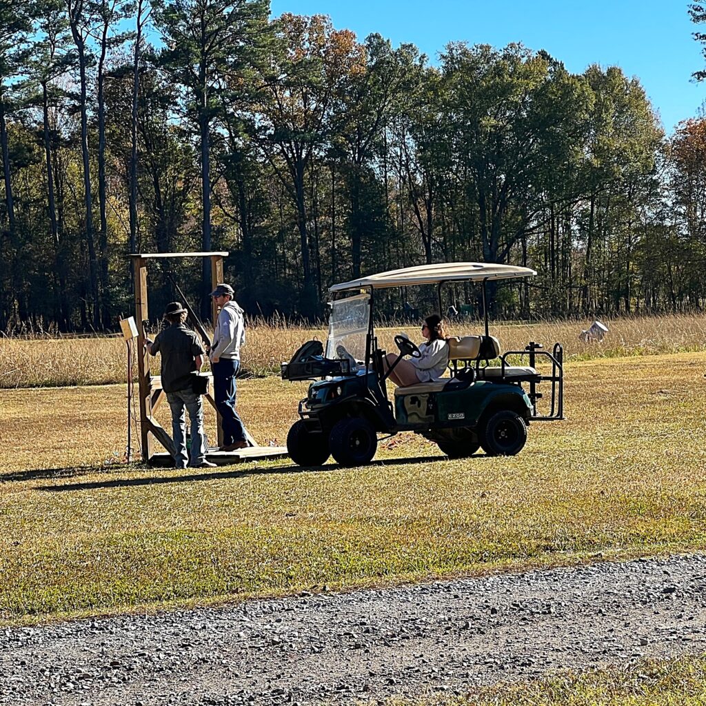 Golf cart on the sporting clay course