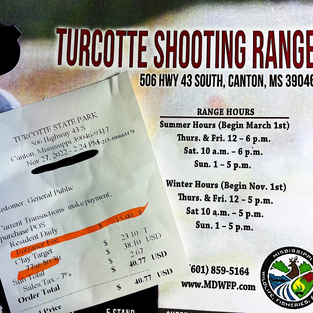 Turcotte Shooting Range Receipt